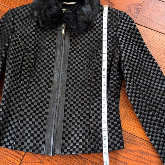 Marvin Richards - Basketwoven Leather Jacket with Rabbit Fur Detachable Trim - Picture 5 of 7